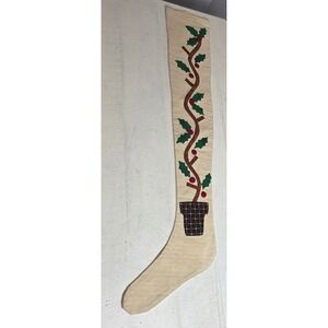 CLEARANCE 💲6️Vintage Handmade Extra Long Christmas Stocking Vine Plant Applique